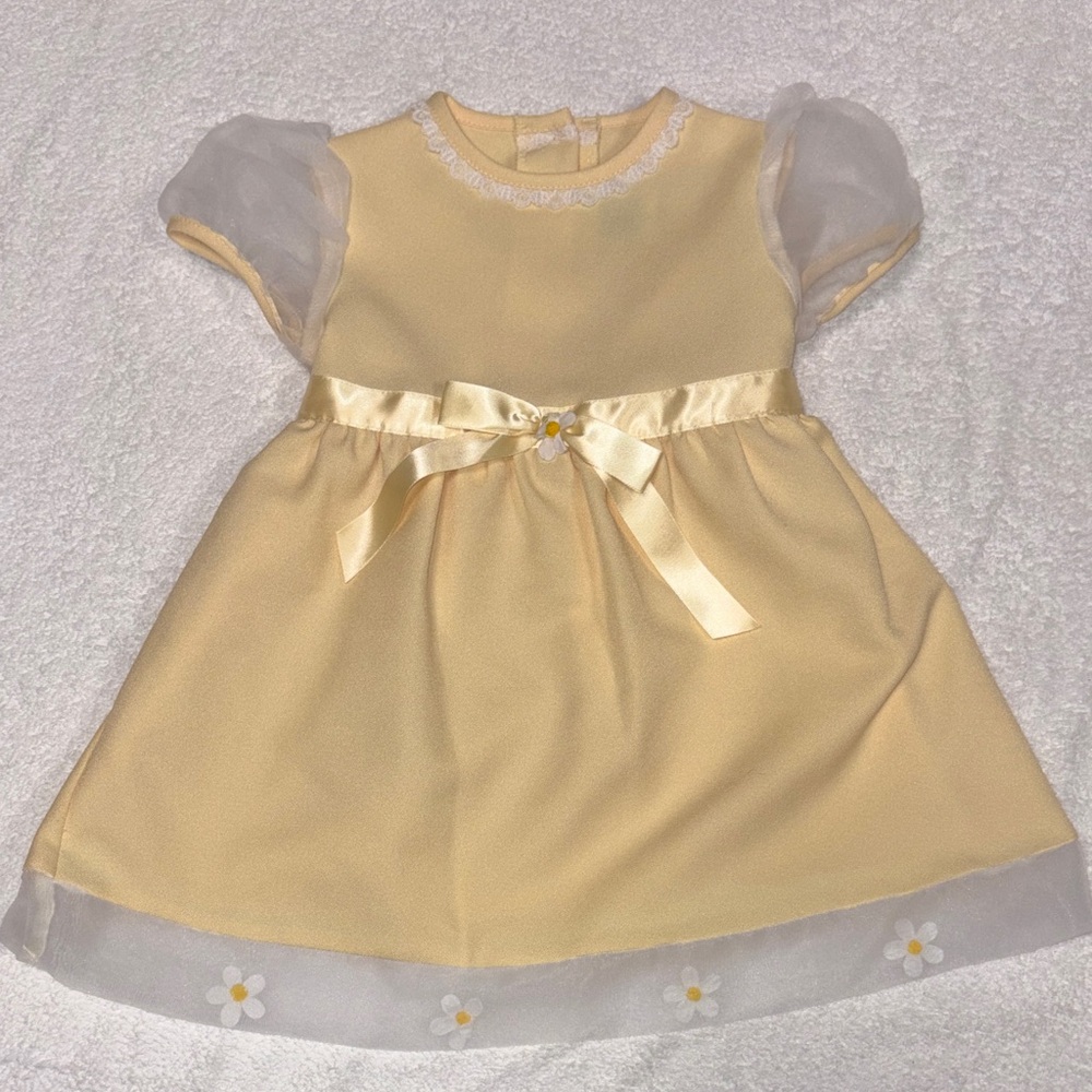 Brooke Lindsay vintage puff sleeve yellow daisy Easter spring dress girls 3t